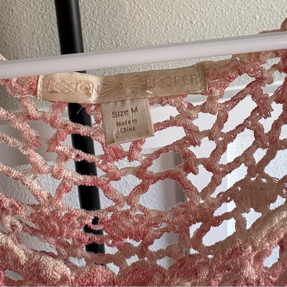 Boston Proper Boho Crochet Knit Sweater Pastel Multicolor Size M - Picture 3 of 4
